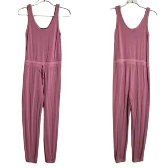 Lulu's NWT Pink Terry Cloth Drawstring Tank Jumpsuit Size XS - Picture 1 of 8
